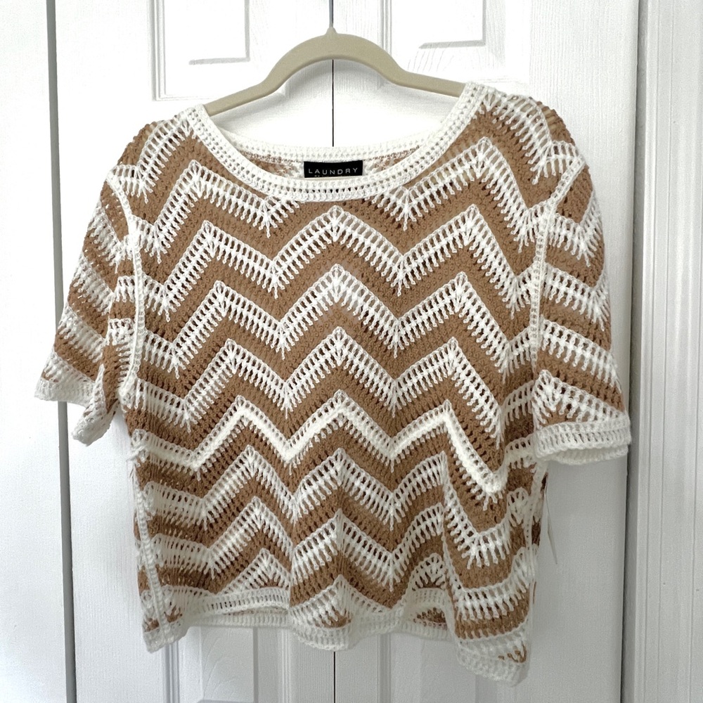 Laundry By Shelli Segal Crochet Short-Sleeve Top